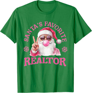 Santa's Favorite Realtor Christmas Santa Real Estate Agent T-Shirt - T-Shirt | Irish Green