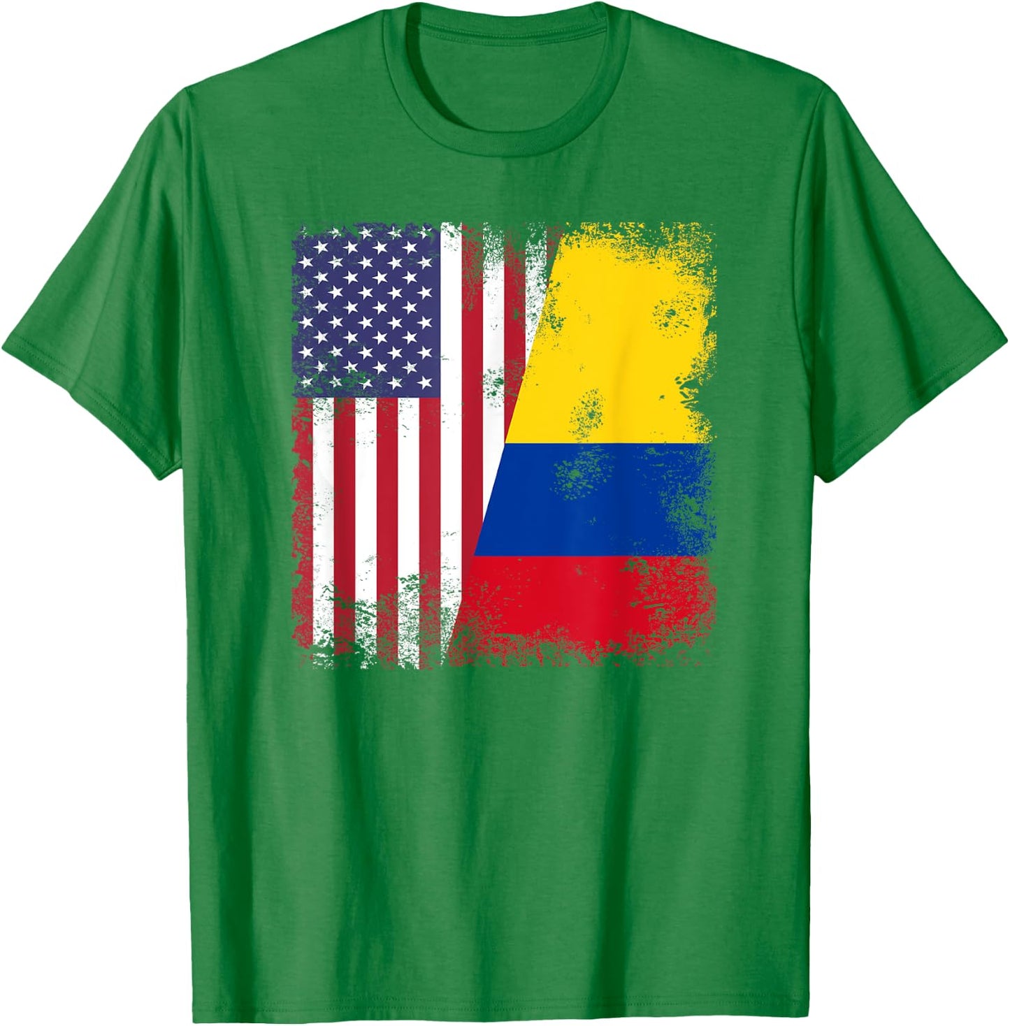 Half Colombian Flag | Vintage Colomobia USA Gift T-Shirt - T-Shirt | Irish Green