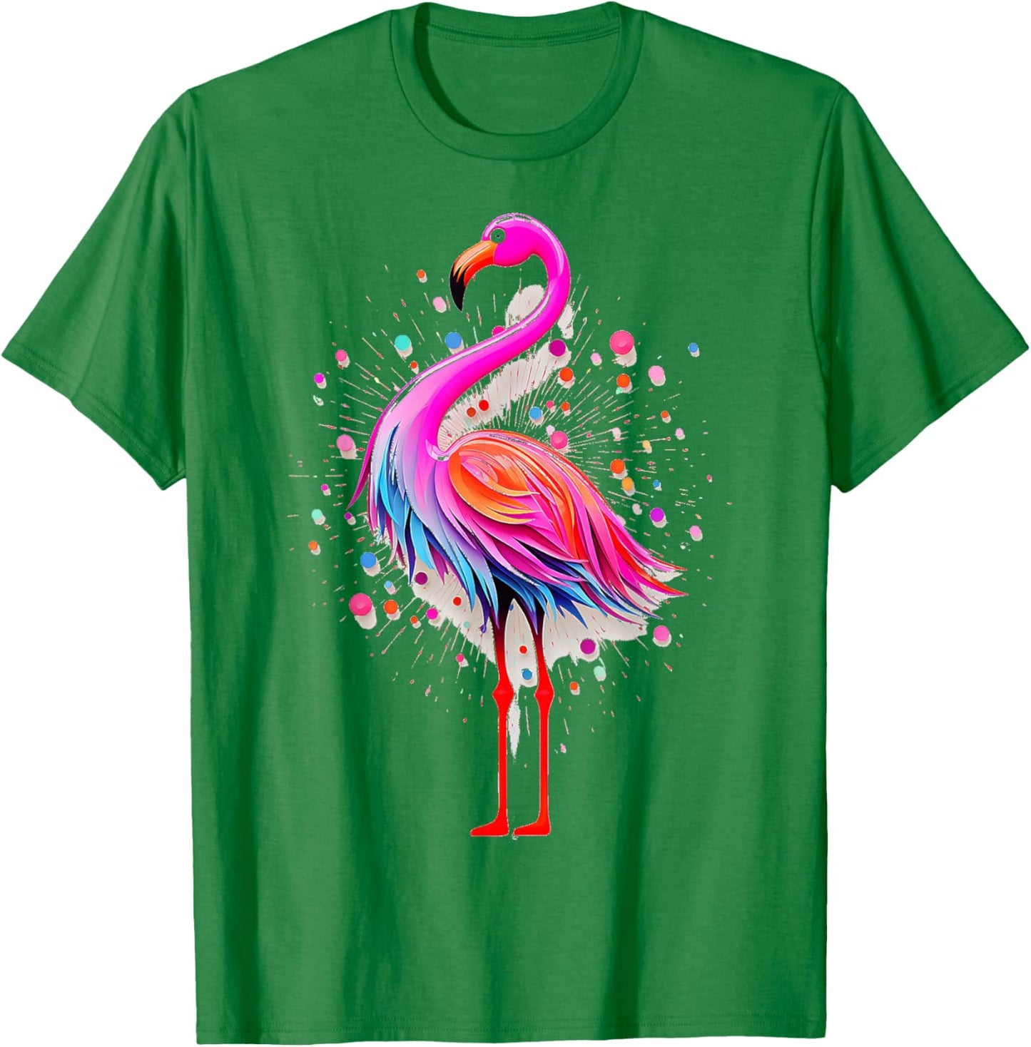 Flamingo Art Geometric Animal Cute Graphic Flamingo T-Shirt - T-Shirt | Irish Green
