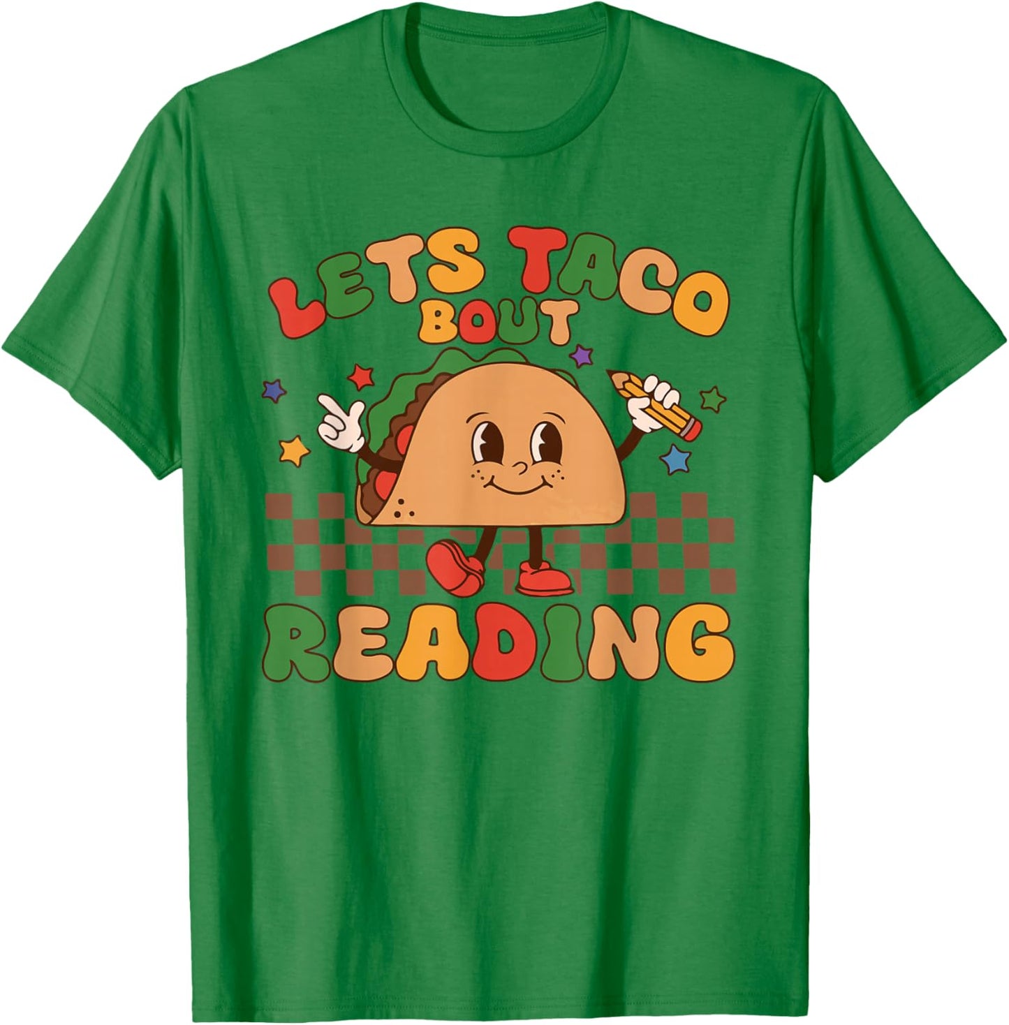 Lets Taco Bout Reading Back To School Science Teacher Groovy T-Shirt - T-Shirt | Irish Green
