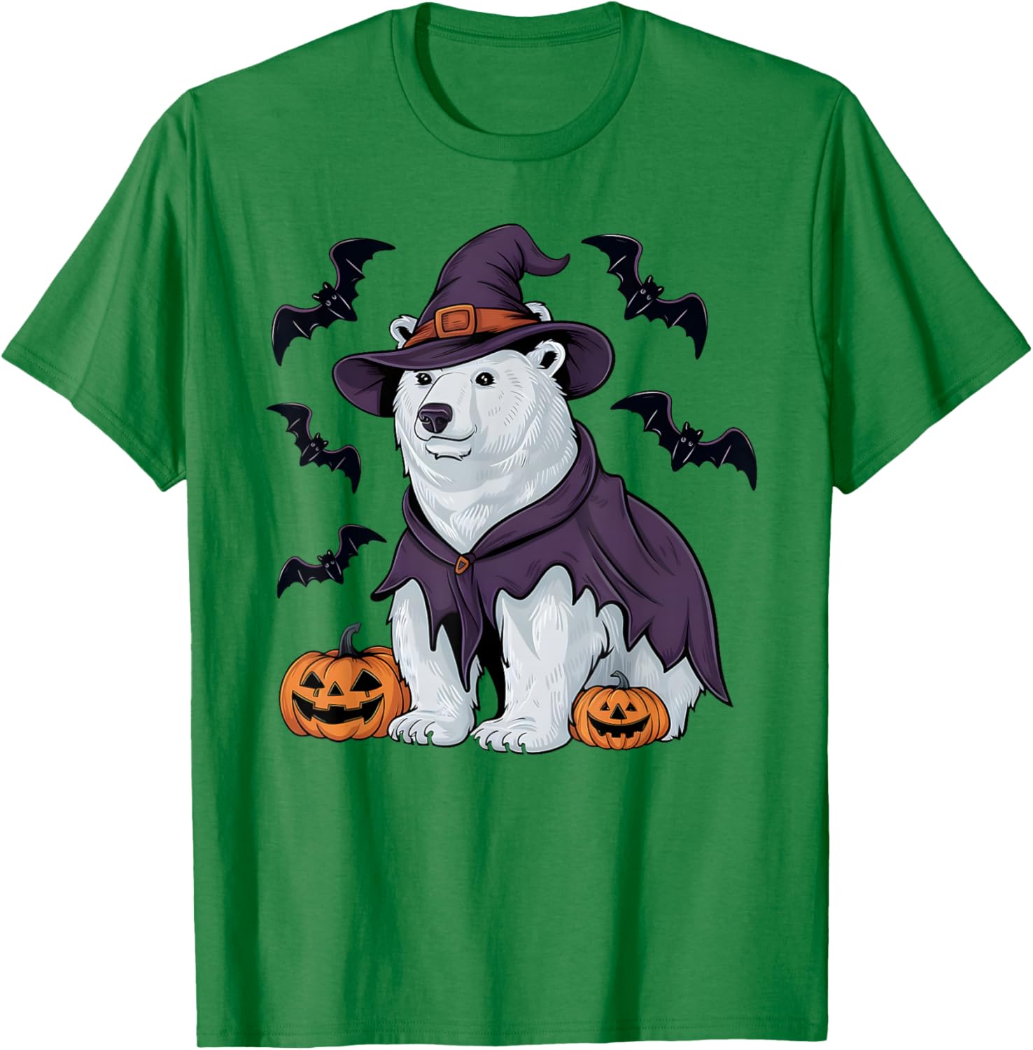 Polar Bear Halloween Costume Scary Pumpkin Bat Witch T-Shirt - T-Shirt | Irish Green