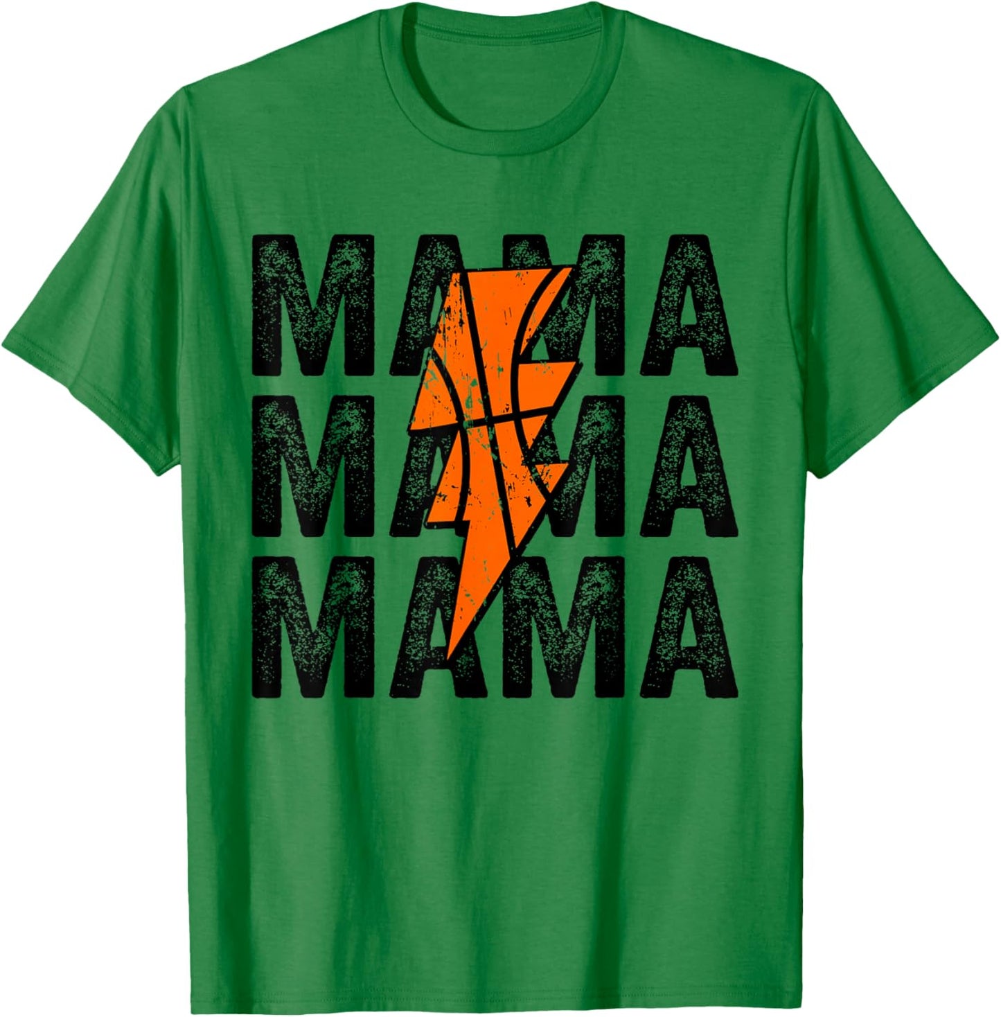 Basketball Mama Distressed Lightning Bolt Mom T-Shirt - T-Shirt | Irish Green
