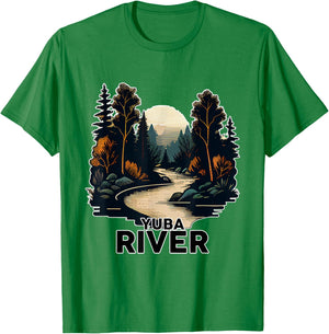 Yuba River Retro Minimalist River Yuba T-Shirt - T-Shirt | Irish Green