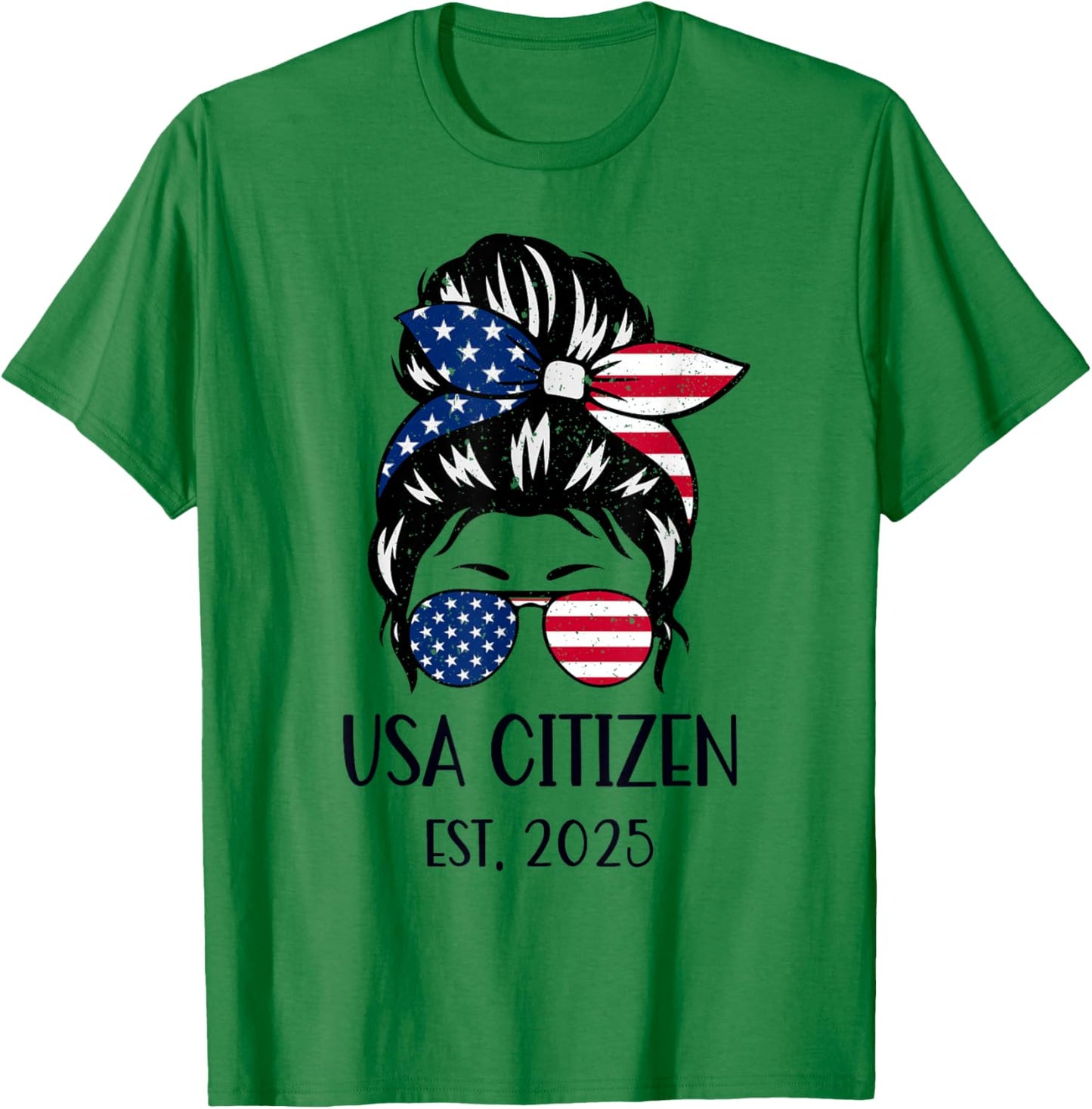 US Citizen Est 2025 New Citizenship American USA Girl 2025 T-Shirt - T-Shirt | Irish Green