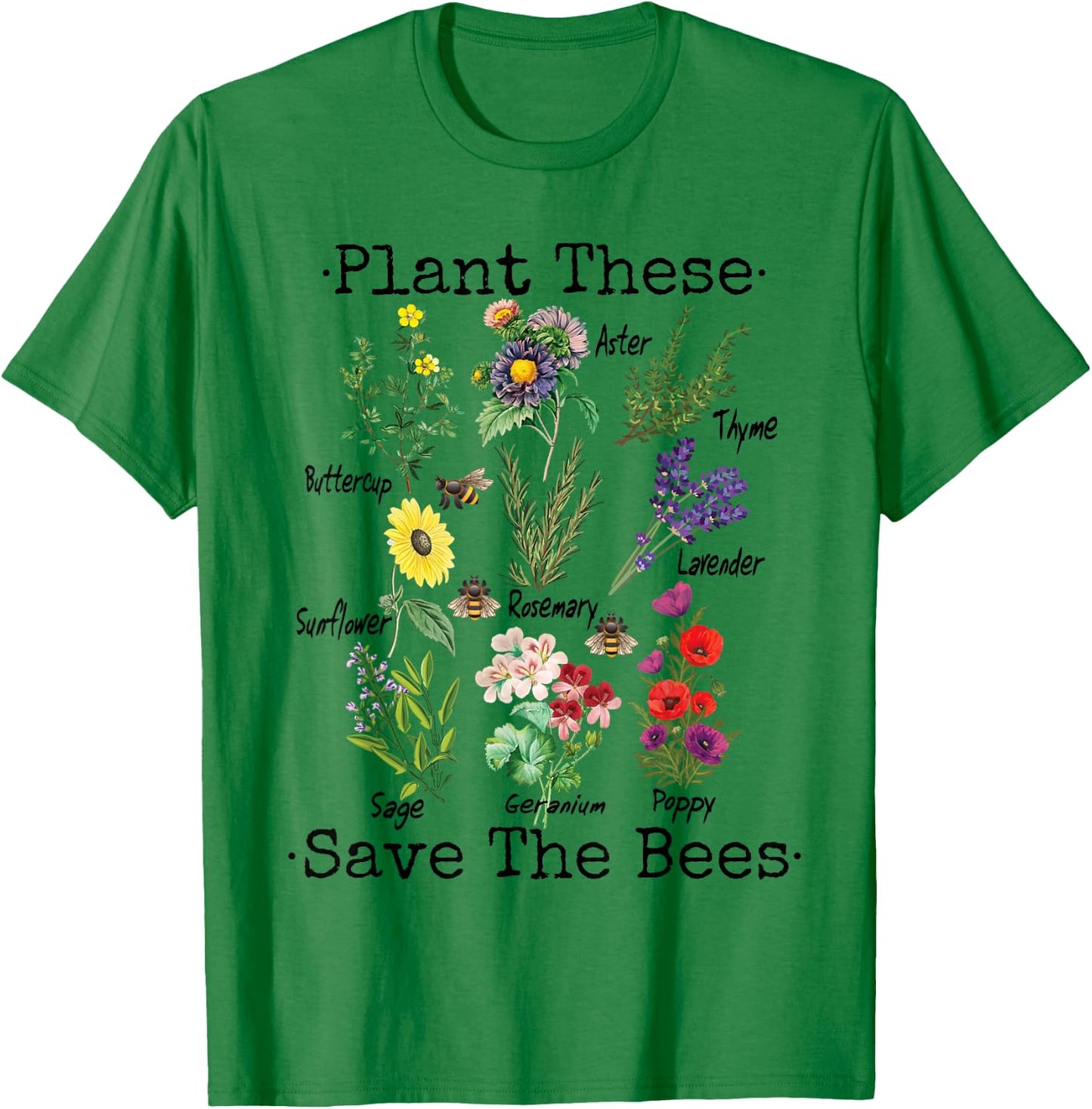 Plant These Save The Bees Shirt Women Yellow Flowers T-Shirt - T-Shirt | Irish Green