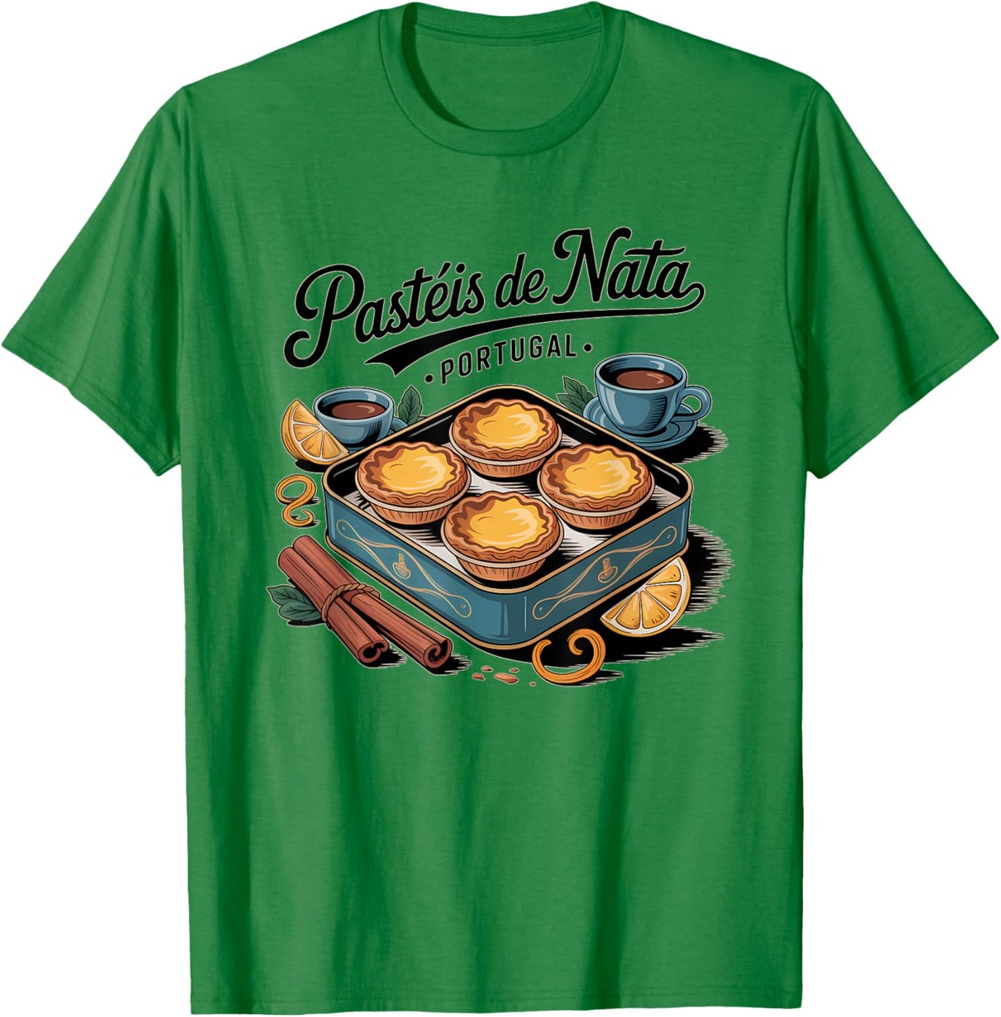 Traditional Portuguese Cream Tartlets Art Pastéis de Nata T-Shirt - T-Shirt | Irish Green