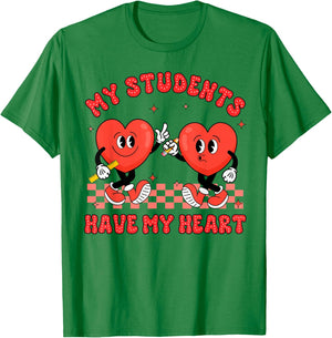 Valentine’s Day Teacher Teaching My Students Have My Heart T-Shirt - T-Shirt | Irish Green