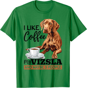 Ungarische Magyar Vizsla Hunderasse I like coffee my Vizsla T-Shirt - T-Shirt | Irish Green