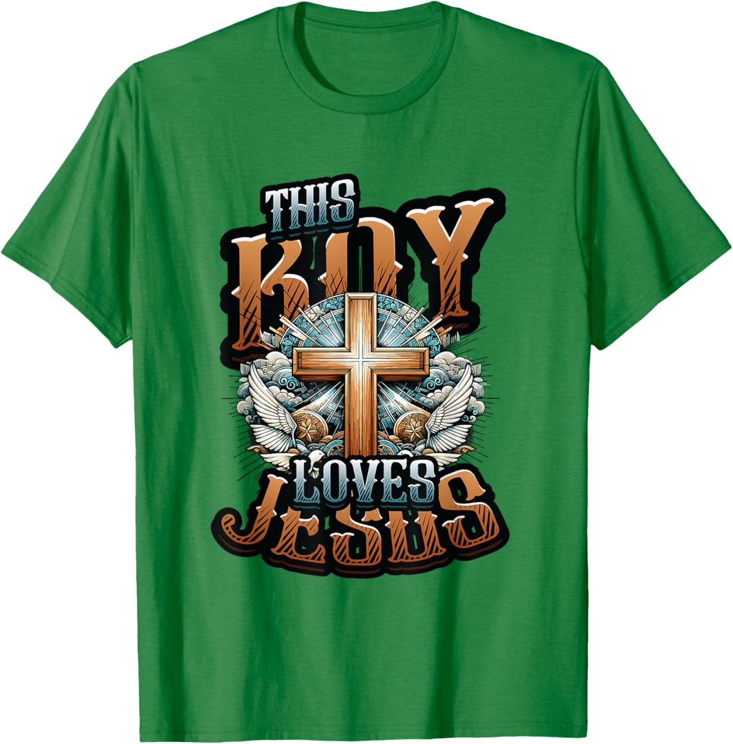 This Boy Loves Jesus - Christian Boys Jesus T-Shirt - T-Shirt | Irish Green