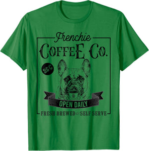 Retro French Bulldog Coffee Funny Dog Mom Coffee Lover Men Women Girls Kids T-Shirt - T-Shirt | Irish Green