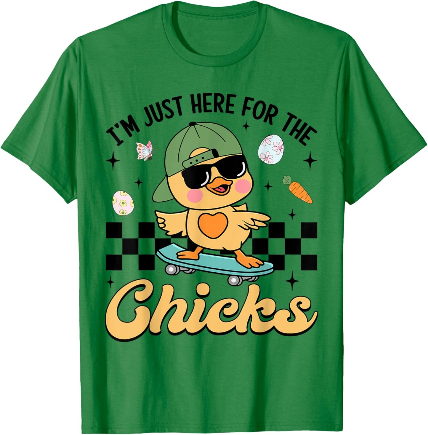 I'm Just Here For The Chicks Cute Easter Boys Kids Toddlers T-Shirt - T-Shirt | Irish Green