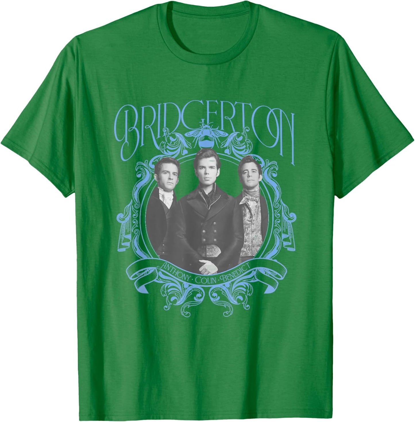 Bridgerton Vintage Chest Portrait - , Blue, Small, Short Sleeve, Classic Fit, Crew Collar, Polyester 65% Cotton 35% T-Shirt - T-Shirt | Irish Green