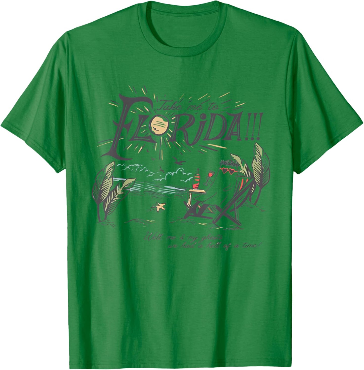 Take Me to The Florida Funny Ghost On The Beach T-Shirt - T-Shirt | Irish Green