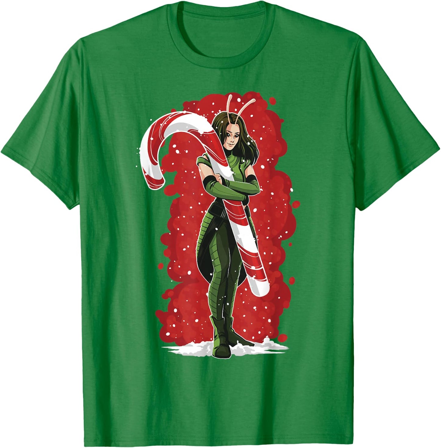 Marvel Guardians of The Galaxy Holiday Special Mantis Cane T-Shirt - T-Shirt | Irish Green