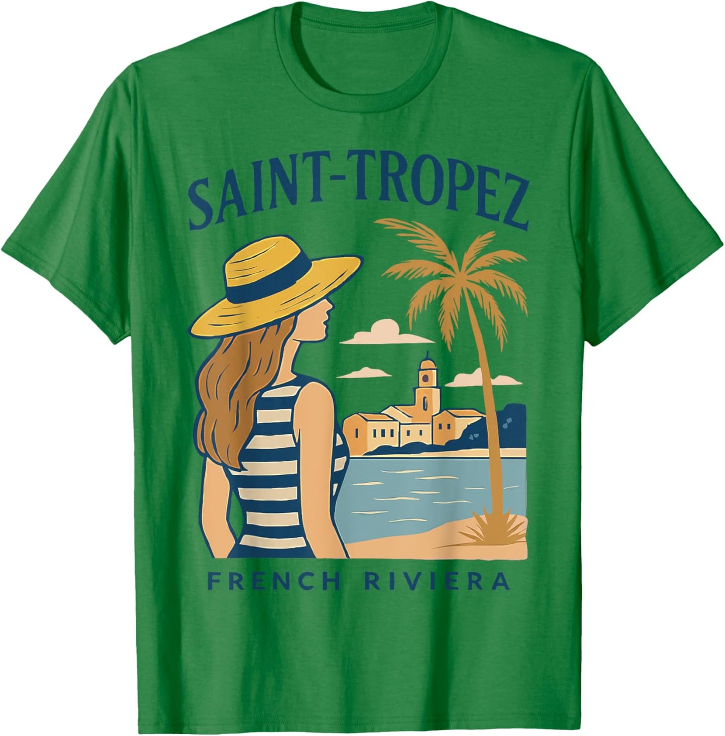 Saint-Tropez Vintage Frau Côte d'Azur Retro Urlaub Geschenk T-Shirt - T-Shirt | Irish Green
