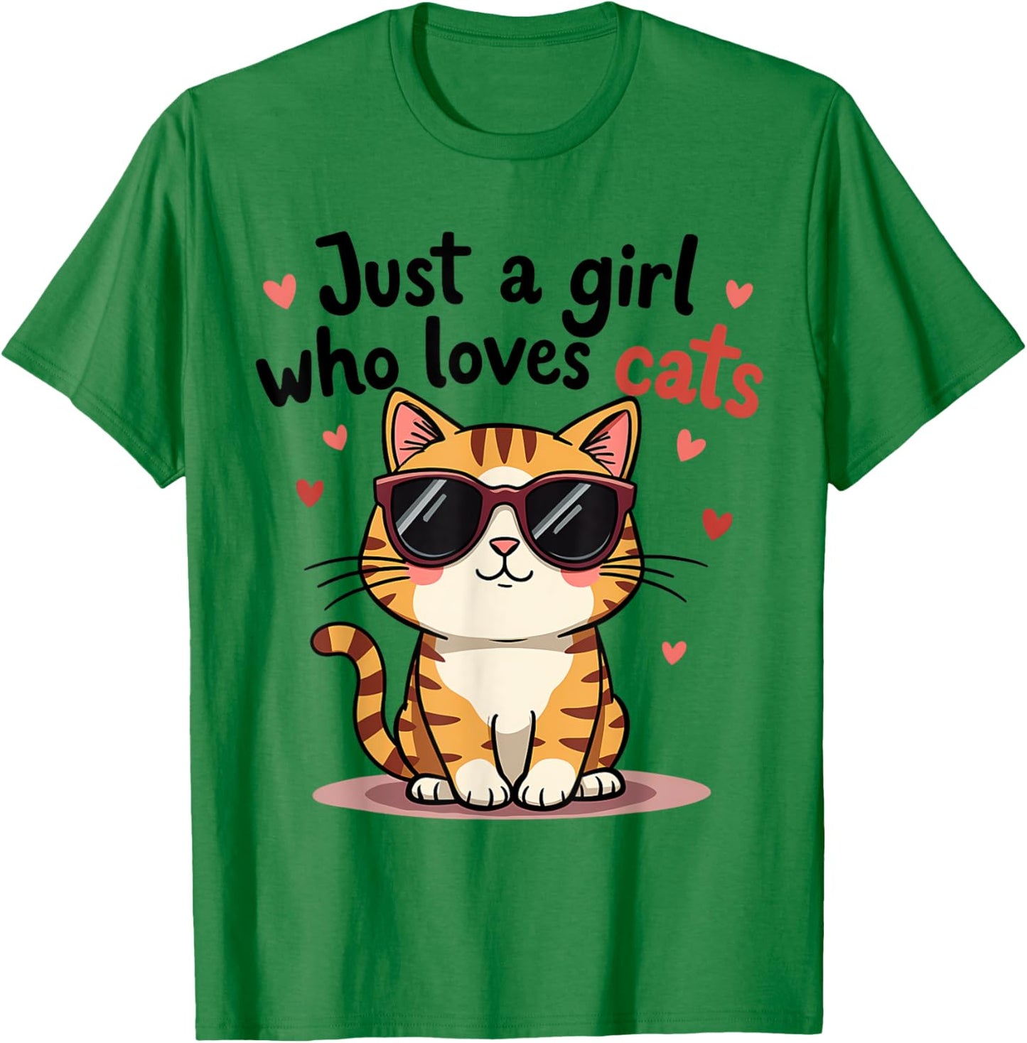 Cats Just A Girl Who Loves Cats T-Shirt - T-Shirt | Irish Green