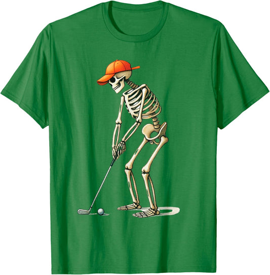 Skeleton Golf Halloween Golfer Golf Player Funny Men Dad T-Shirt - T-Shirt | Irish Green