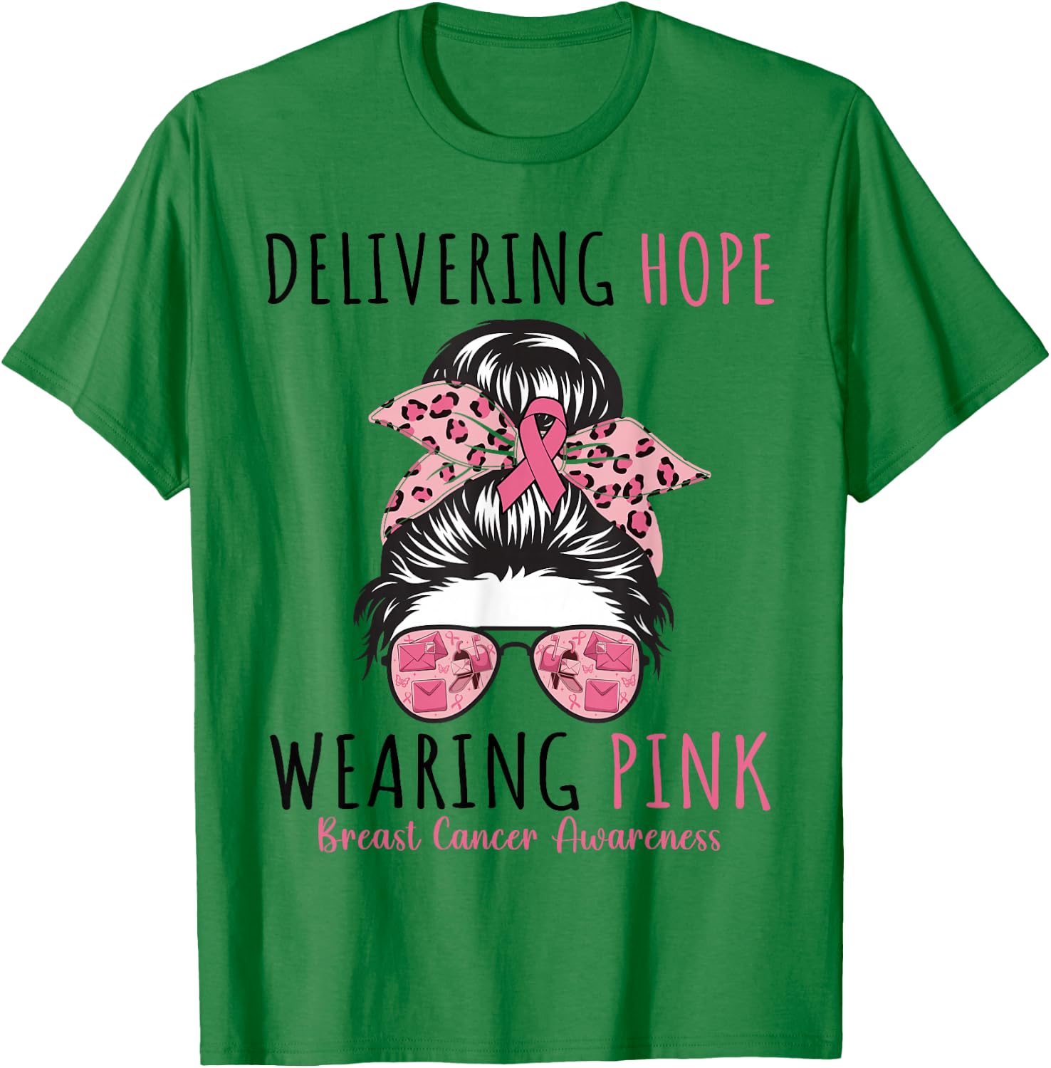 Postal Carrier Breast Cancer Awareness Women Pink Ribbon T-Shirt - T-Shirt | Irish Green
