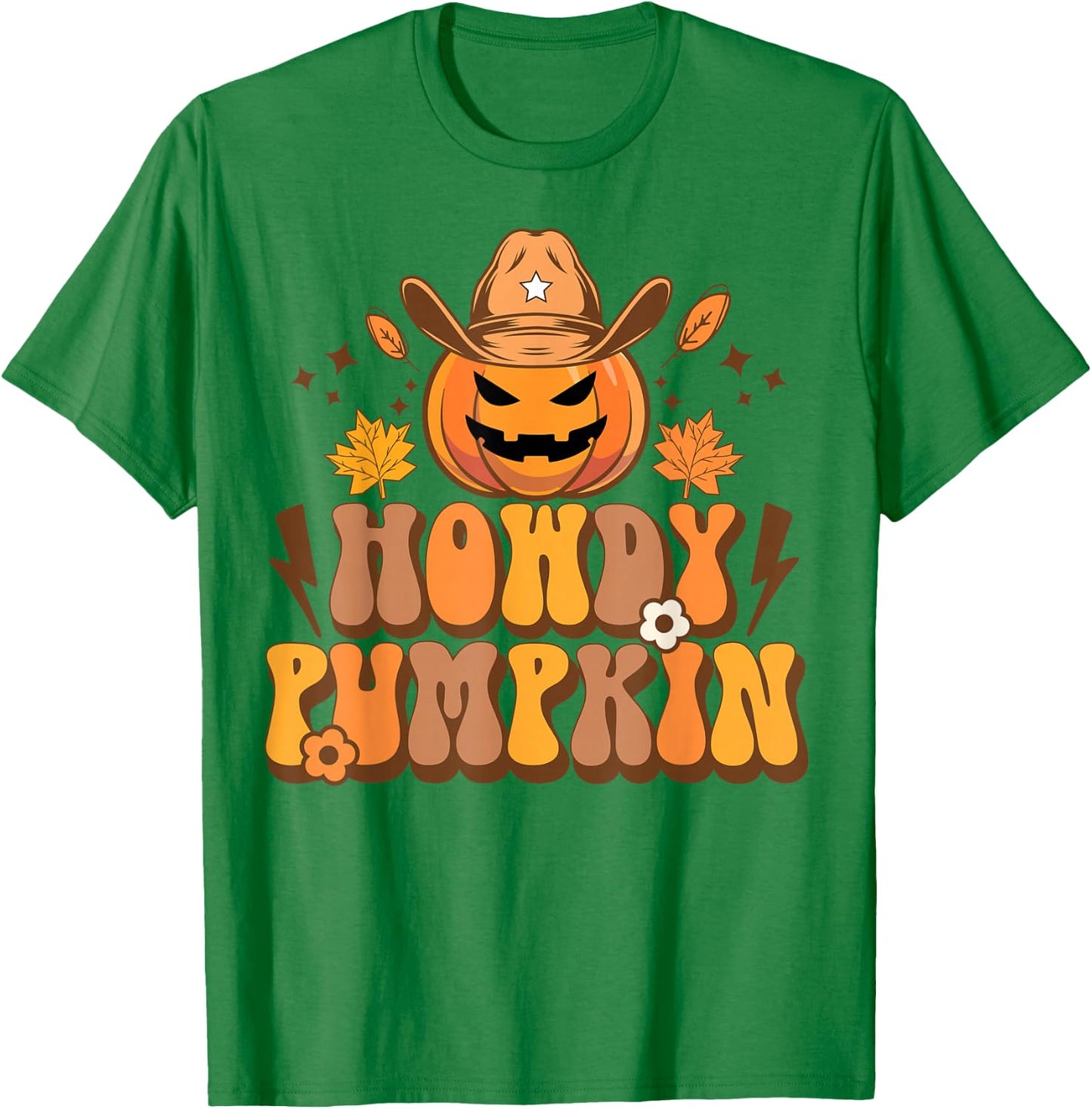 Howdy Pumpkin Retro Fall Autumn Western Halloween Women T-Shirt - T-Shirt | Irish Green