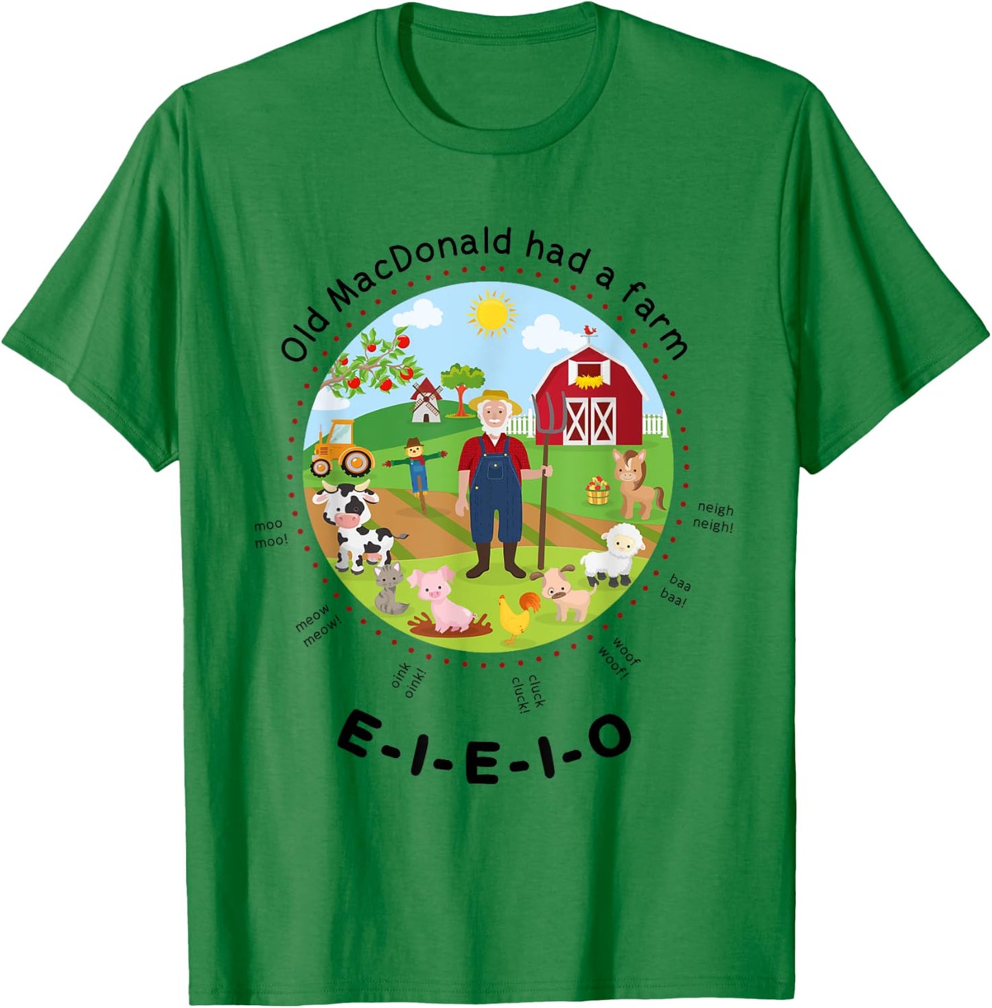 Old MacDonald had a farm English Nursery Rhyme Theme T-Shirt - T-Shirt | Irish Green