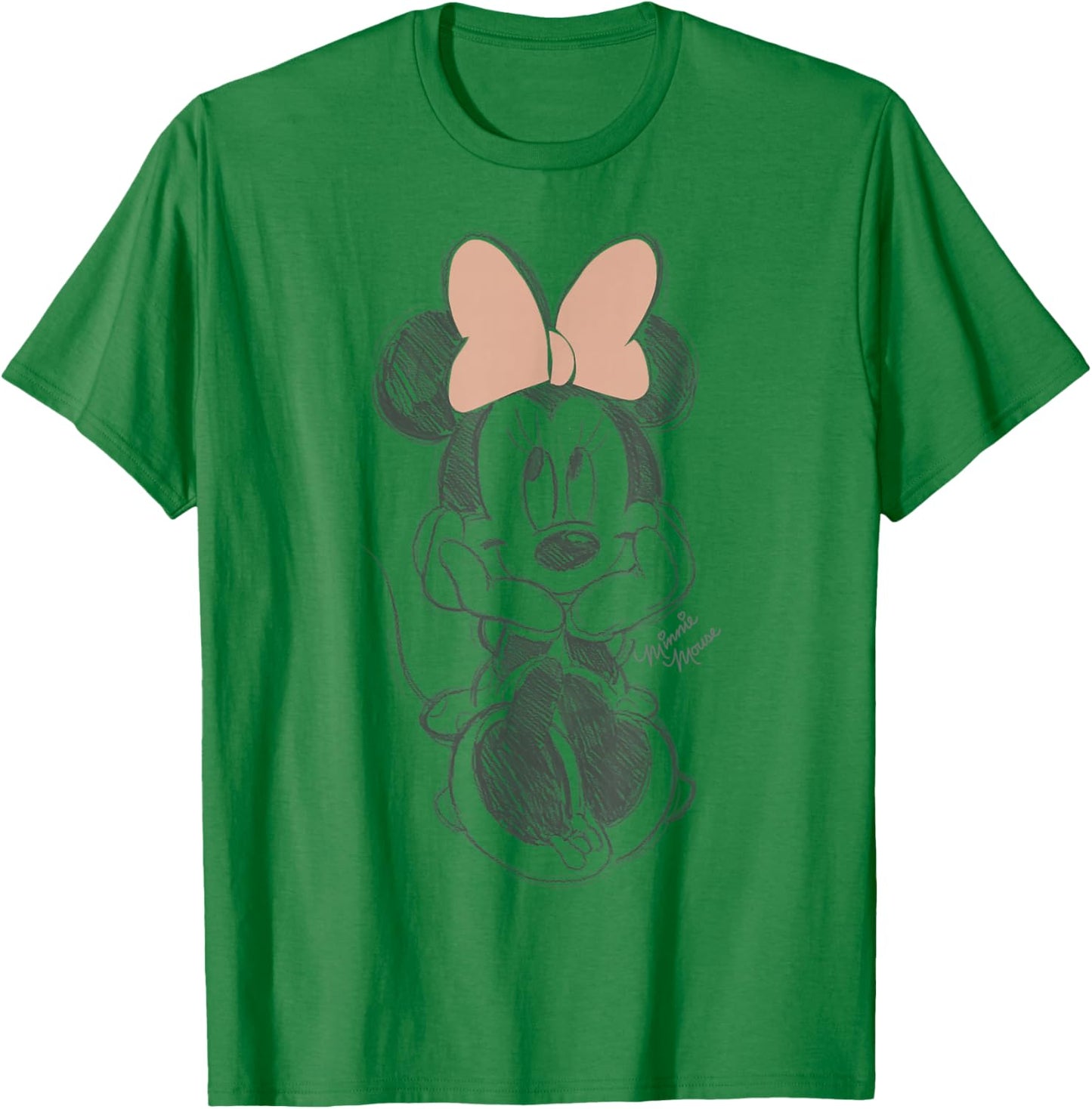 Disney Minnie Mouse Classic Sketch Cute Vintage Portrait T-Shirt - T-Shirt | Irish Green