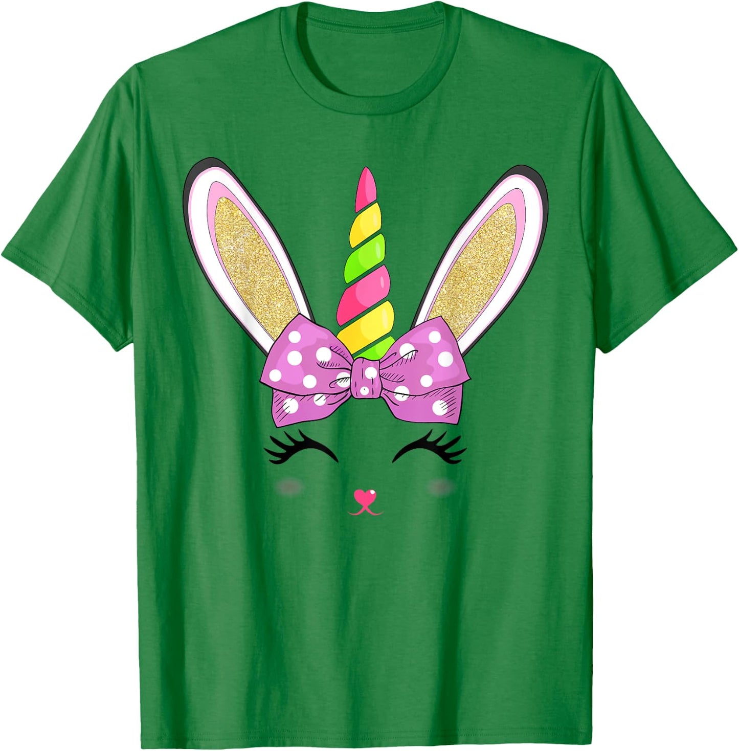 Cute Easter Bunny Face Girls Kids T-Shirt - T-Shirt | Irish Green