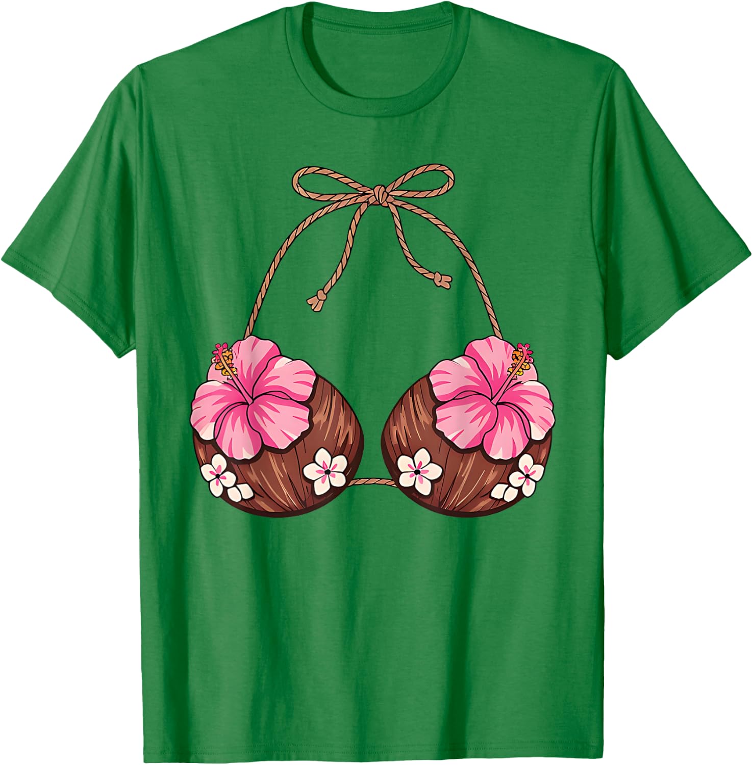 Coconut Bra Hawaiian Tropical Costume Luau Party Hawaii Girl T-Shirt - T-Shirt | Irish Green