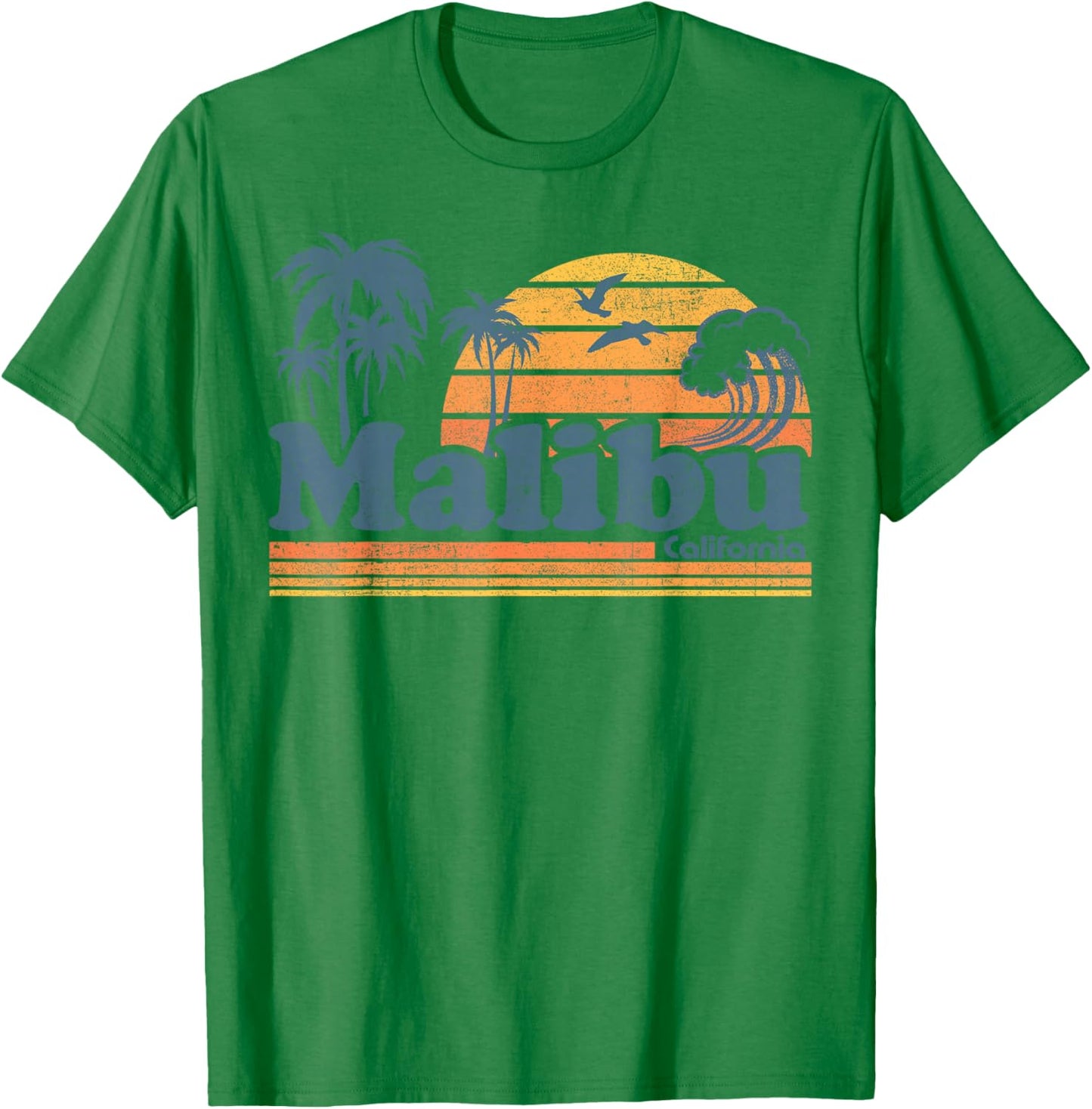 Malibu California Beach Vacation Cute Vintage Cali 70s Retro T-Shirt - T-Shirt | Irish Green