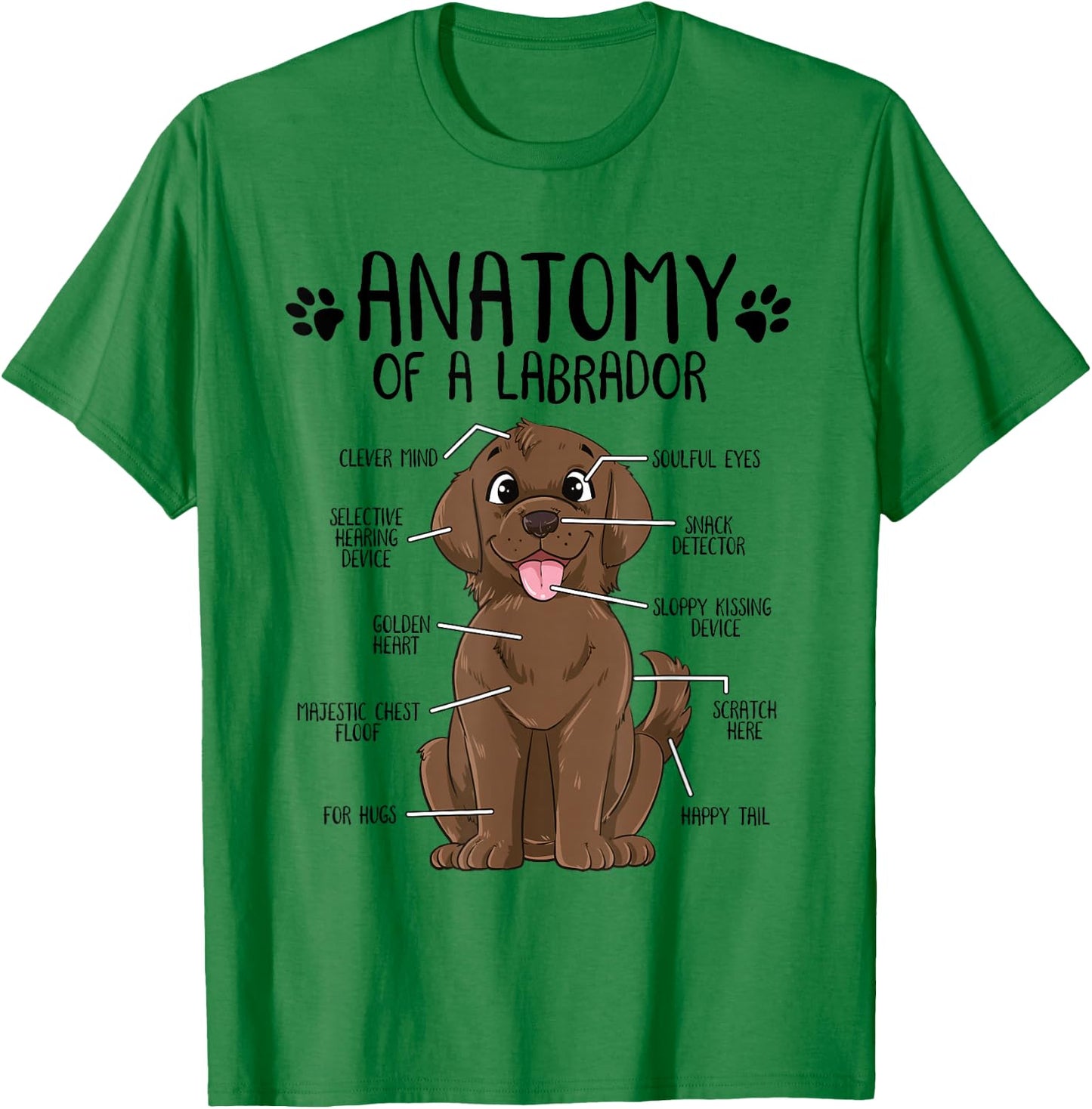 Funny Anatomy Labrador Retriever Chocolate Lab Dog Owner T-Shirt - T-Shirt | Irish Green