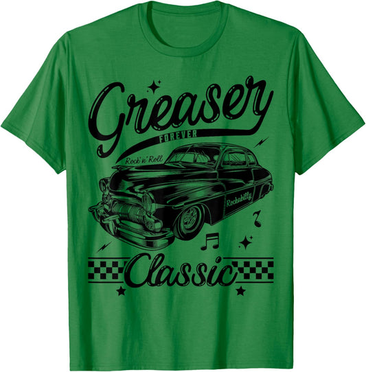 Greaser Forever 1950s Sock Hop Retro 50s Vintage Rockabilly T-Shirt - T-Shirt | Irish Green