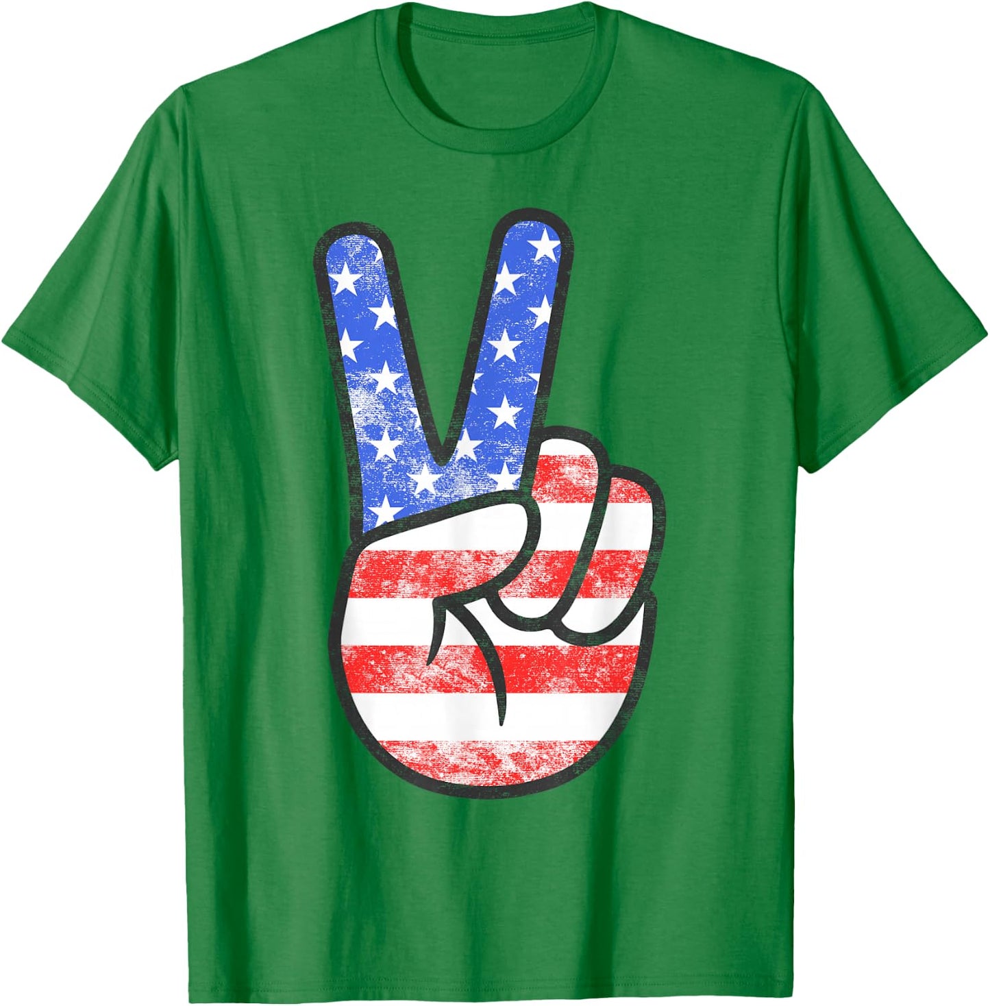 American Flag Peace Sign Hand Shirt USA 4th Fourth of July T-Shirt - T-Shirt | Irish Green