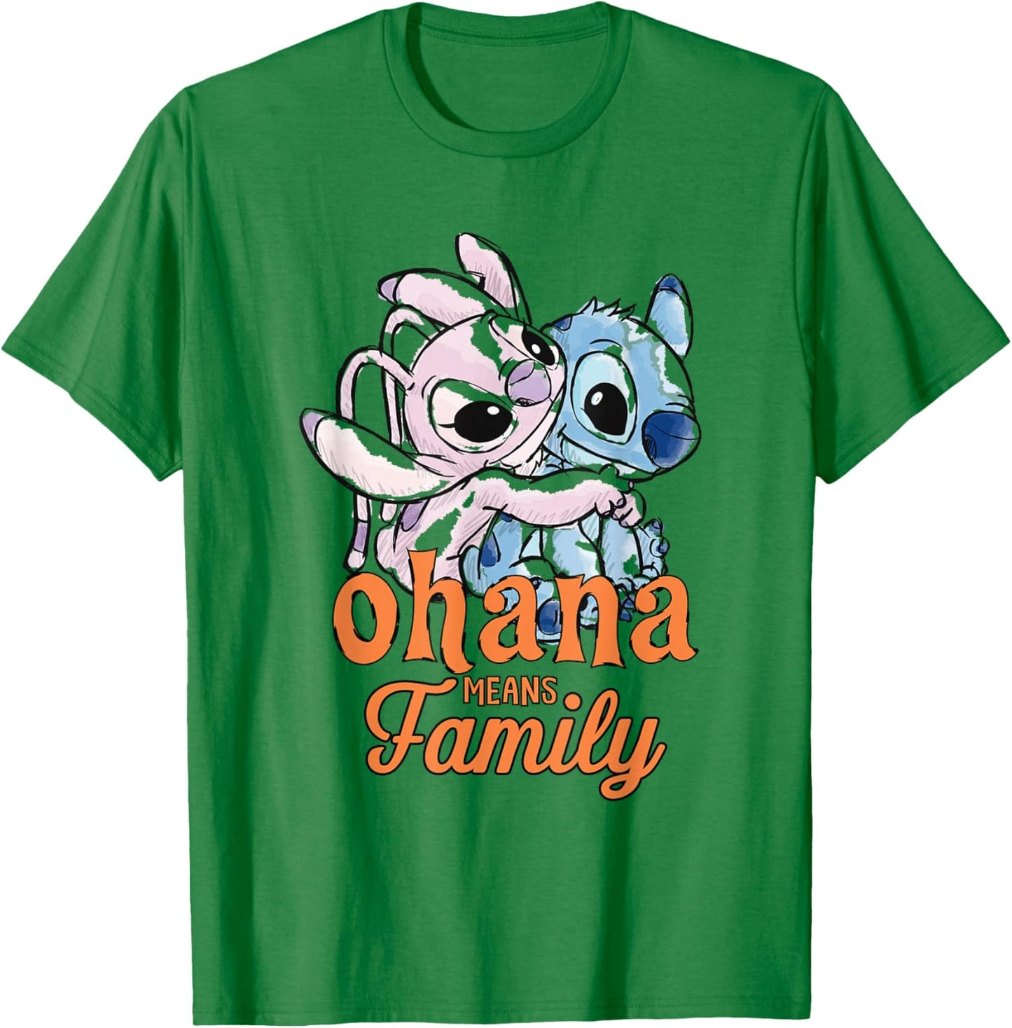 Lilo & Stitch Ohana Angel Hug T-Shirt - T-Shirt | Irish Green