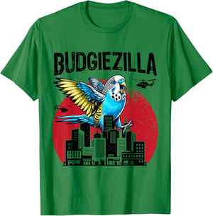 Budgiezilla Funny Parakeet Budgie Budgerigar Bird Lover T-Shirt - T-Shirt | Irish Green