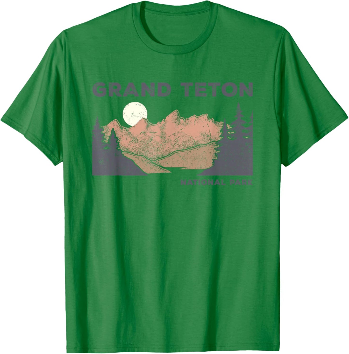 Retro Grand Teton National Park Wyoming Vintage T-Shirt - T-Shirt | Irish Green