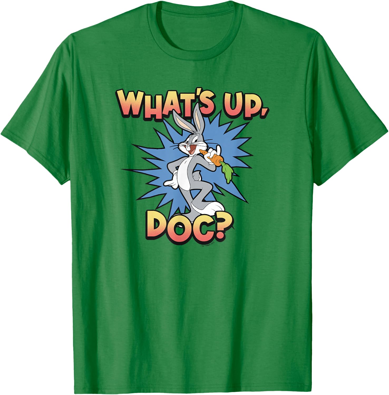 Looney Tunes Bugs Bunny Classic What's Up Doc Carrot Action T-Shirt - T-Shirt | Irish Green