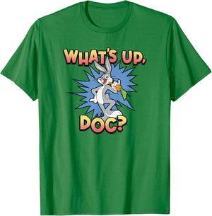 Looney Tunes Bugs Bunny Classic What's Up Doc Carrot Action T-Shirt - T-Shirt | Irish Green