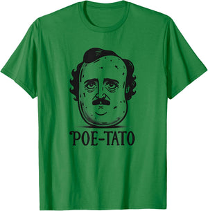 Edgar Allan Poe Poe-Tato Funny Food Pun T-Shirt - T-Shirt | Irish Green