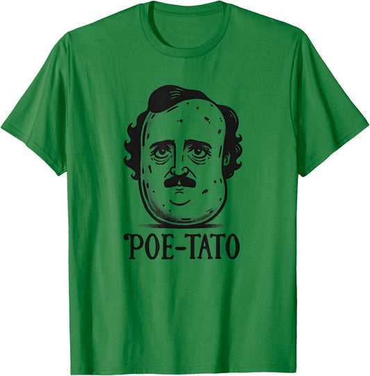 Edgar Allan Poe Poe-Tato Funny Food Pun T-Shirt - T-Shirt | Irish Green