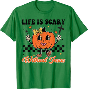 Christian Halloween Life Is Scary Without Jesus Girl Toddler T-Shirt - T-Shirt | Irish Green
