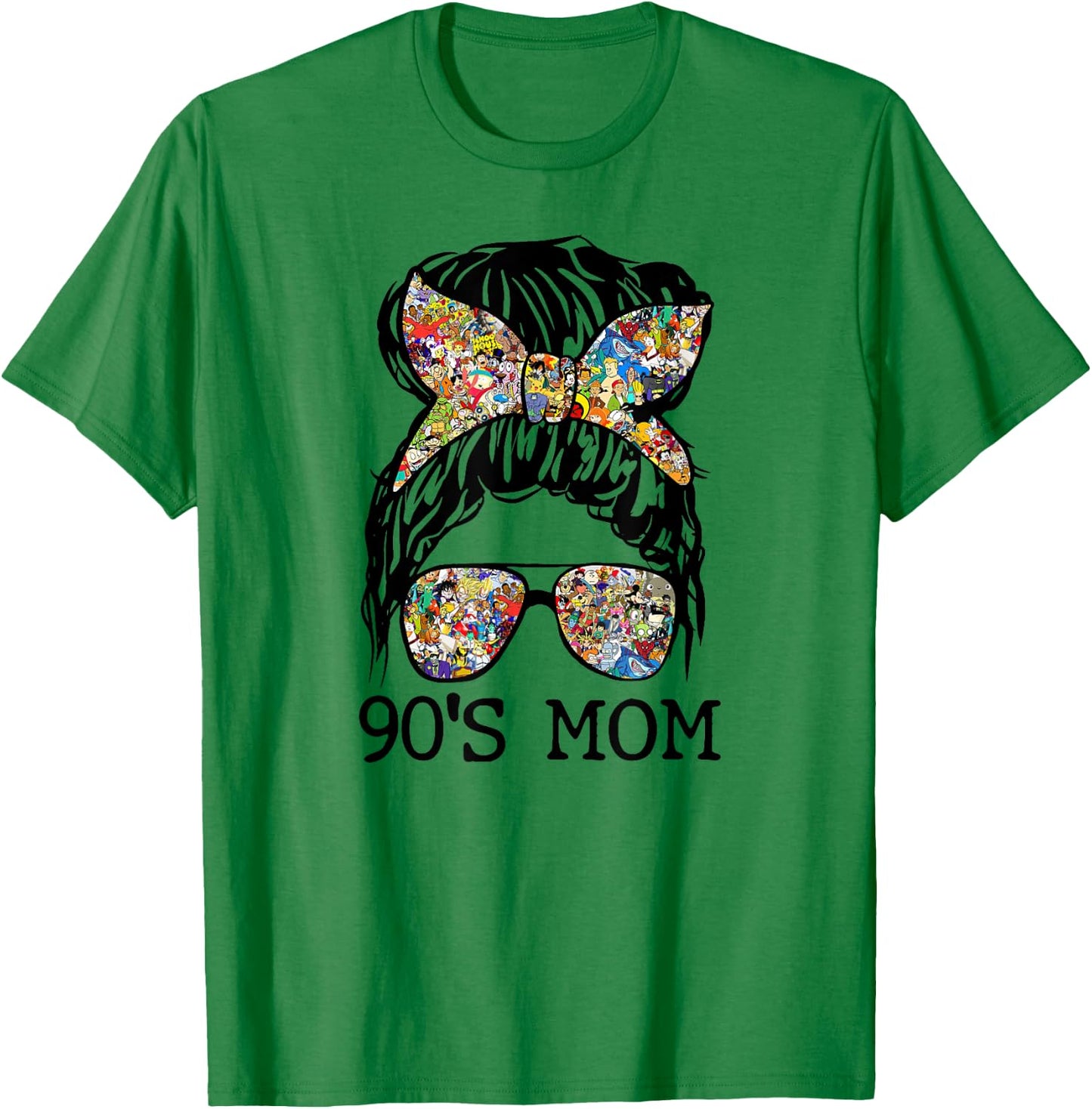 90's Mom Mama Momlife Mother's Day Present Mommy Messy Bun T-Shirt - T-Shirt | Irish Green