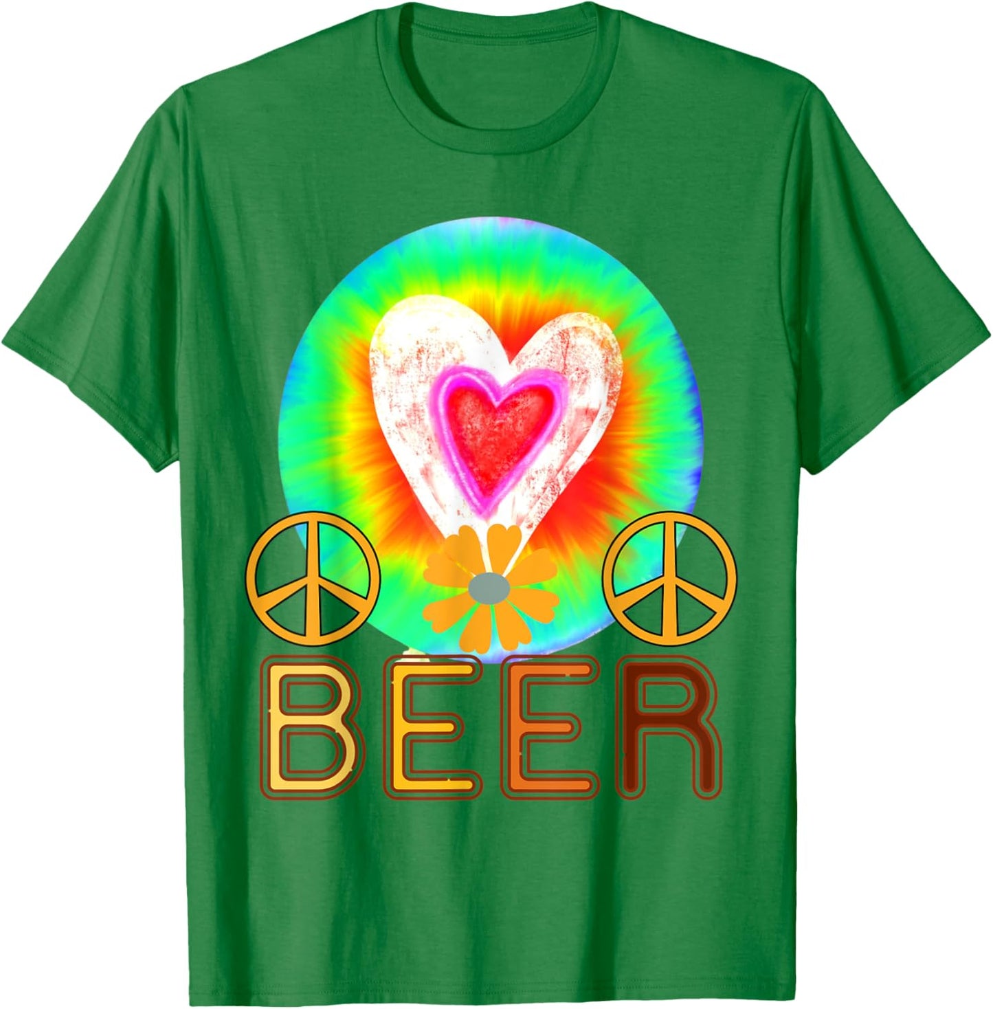 Peace Love Beer Hippie Gifts,Beer Love ,Tie Die Beer T-Shirt - T-Shirt | Irish Green