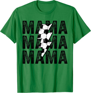 Soccer Mama Distressed Lightning Bolt Mom T-Shirt - T-Shirt | Irish Green