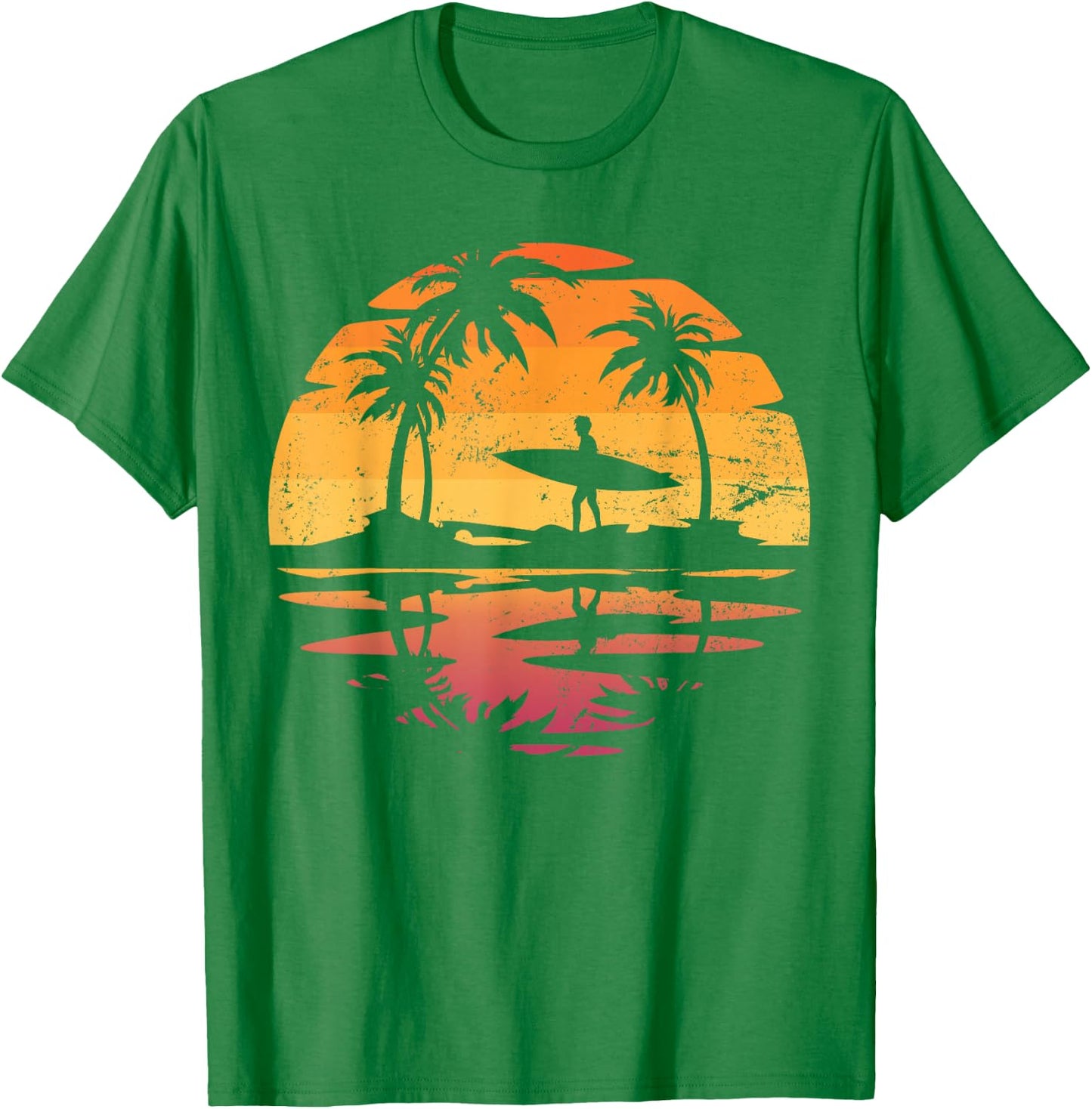 Water Sports Surfer Tropical Summer Sunset Surfing T-Shirt - T-Shirt | Irish Green
