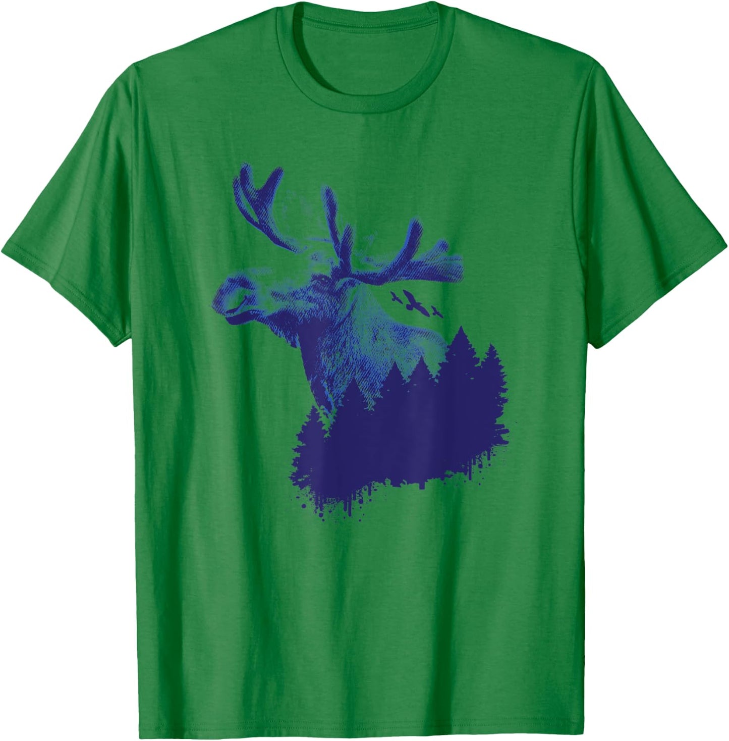 Moose Forest Trees Environmental Protection T-Shirt - T-Shirt | Irish Green