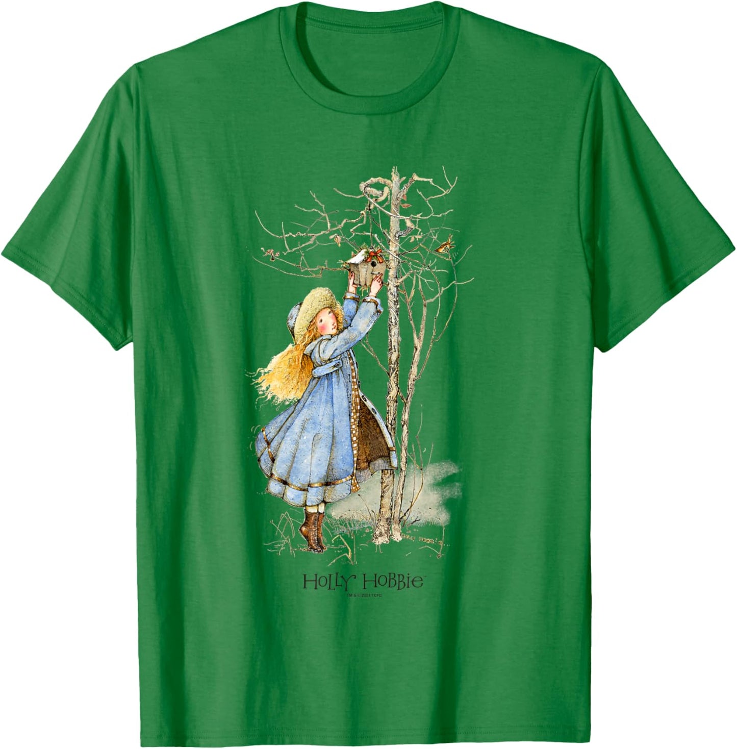 Holly Hobbie Vintage Christmas Birdhouse Sweet Winter Scene T-Shirt - T-Shirt | Irish Green