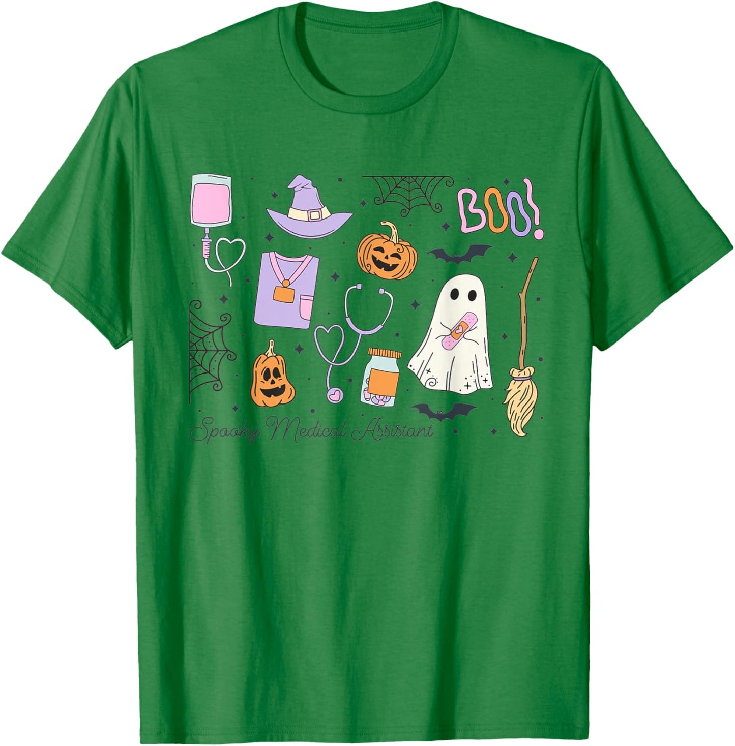 Spooky Medical Assistant Halloween Ghost MA Autumn CMA RMA T-Shirt - T-Shirt | Irish Green