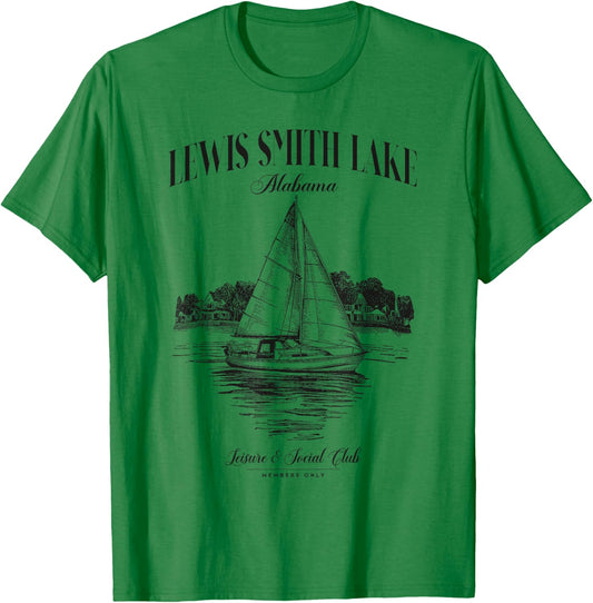 Lewis Smith Lake Alabama Outdoors Vintage T-Shirt - T-Shirt | Irish Green