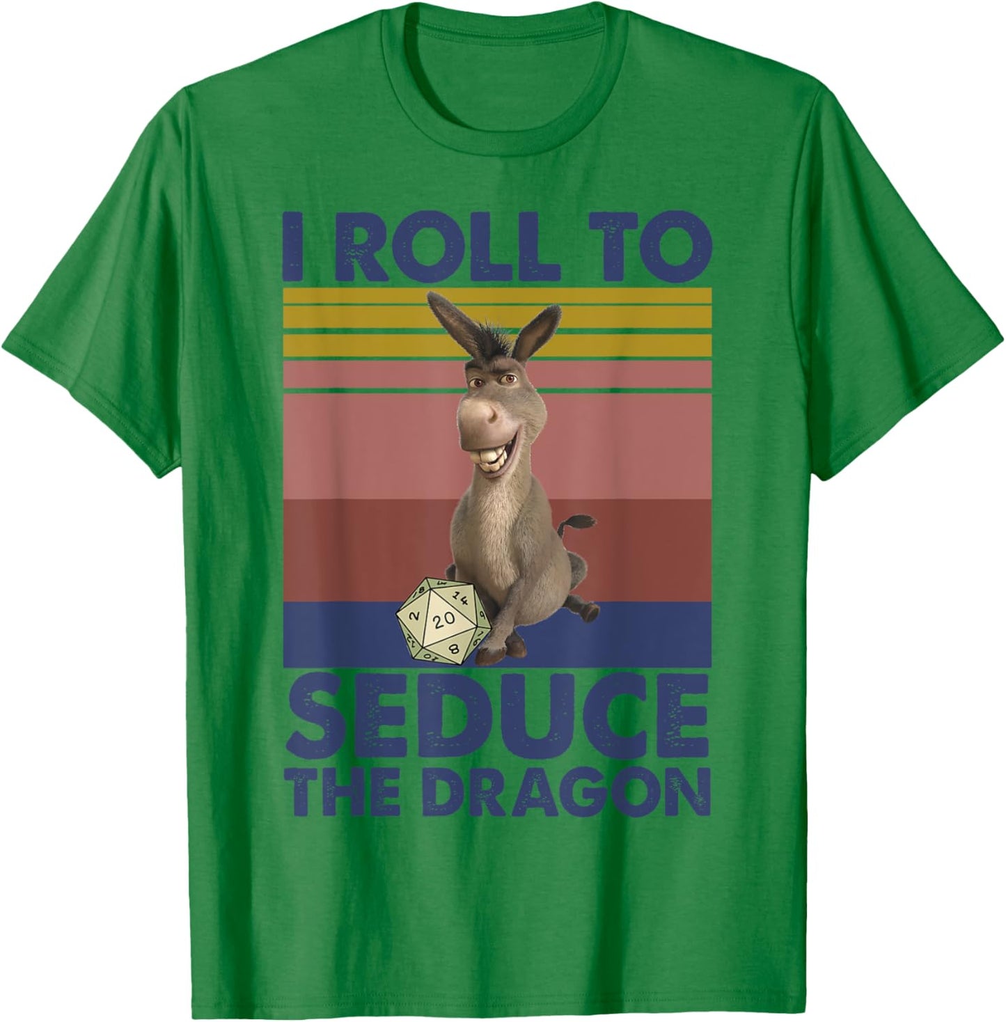 I Roll To Seduce The Dragon Donkey Roleplaying Dice Gamer T-Shirt - T-Shirt | Irish Green