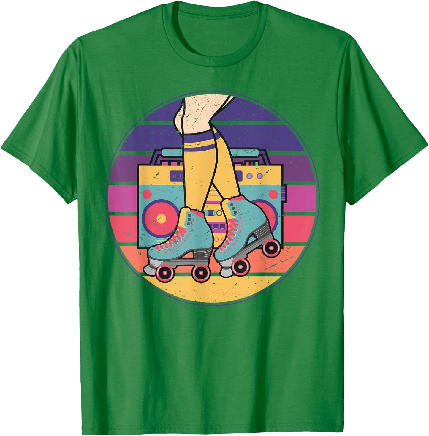 Roller Girl Skate Radio Skating Disco Retro 70s/80s T-Shirt - T-Shirt | Irish Green