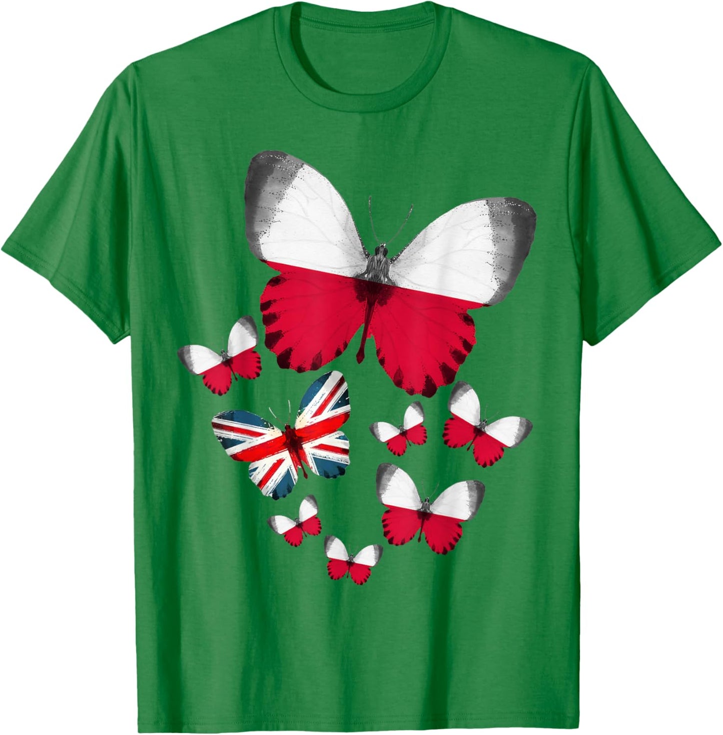 Polish Flag Outfit Ideas For Kids & Poland British Butterfly T-Shirt - T-Shirt | Irish Green